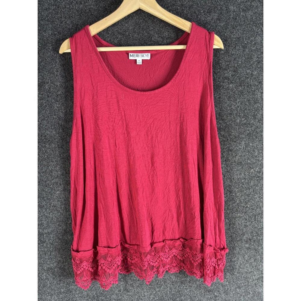Meri Skye Blouse Women 4X Plus Pink Sleeveless Wide Strap Round Neck Casual